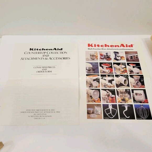 Vtg 1994 KitchenAid Countertop Collection Attachments Accessories Order Form - Picture 1 of 5